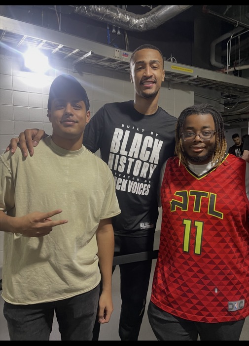 Shreyash Jha with NBA player John Collins at a GT Sports Business Club event